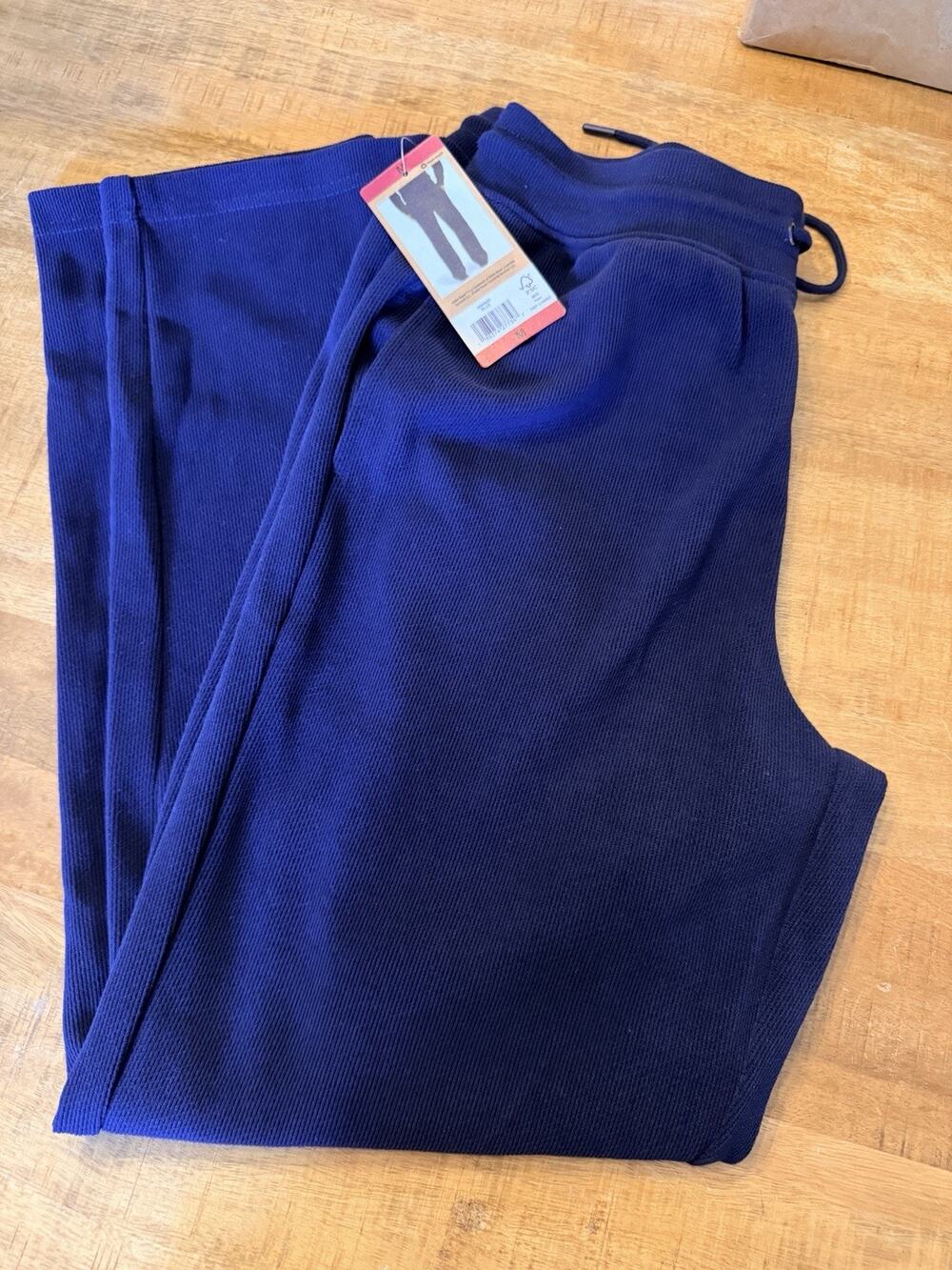 NEW Eddie Bauer Men's Medium Textured Lounge Pants Navy Blue Soft Polyester